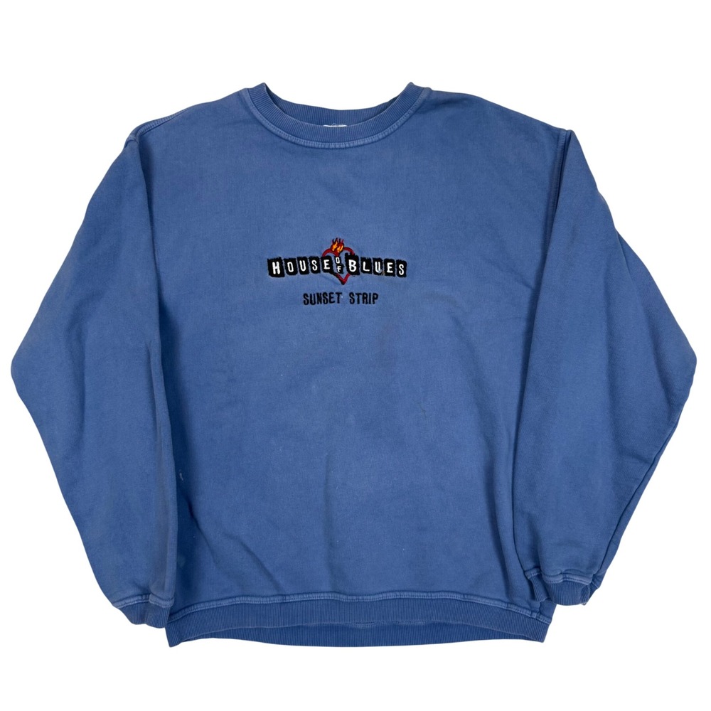 Vintage House of Blues Sweatshirt Medium 23x26 Sunset Strip Faded Blue Pullover